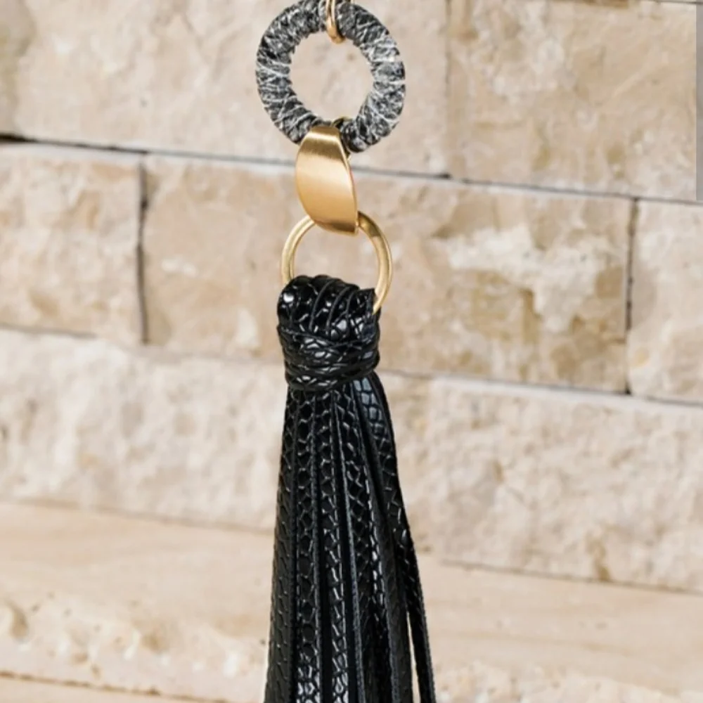 Faux Leather Tassel Necklace - Picture 4 of 7